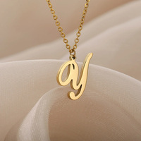 Collar con Colgante de 26 Letras Inglesas en Acero Inoxidable Electrochapado, Estilo Europeo Americano, Nuevo Collar con Nombre Simple y Moderno, Unisex