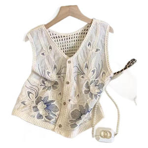 <span class=keywords><strong>Chaleco</strong></span> de <span class=keywords><strong>Mujer</strong></span> sin Espalda, <span class=keywords><strong>Calado</strong></span>, con Diseño de Bordado Jacquard Retro - Product Image 5