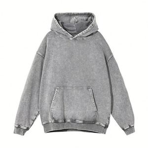 High Street Funcional Vintage Peso pesado Hombres Lavado ácido Ropa de primavera Impresión de pantalla Sudaderas con capucha en blanco Sudadera con capucha lavada con ácido personalizada - Product Image 1