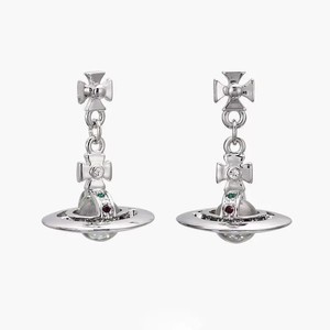 Élégantes boucles d'oreilles pendantes Saturne en perles de verre 3D, clous d'oreilles planètes diamantées pour femmes et jeunes filles - Product Image 1