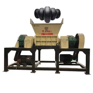 Double Shaft Waste Tire Recycle Device Used Aircraft Rubber Powder Machinery Scrap Motorcycle Big Truck Mat Tire Shredder