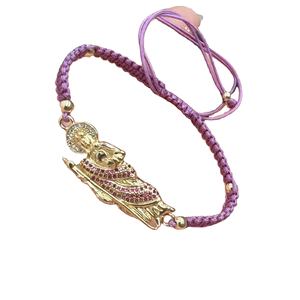 Bracelet religieux en corde tressée plaqué or sur mesure, pavé de zircon cubique, San <span class=keywords><strong>Judas</strong></span>, délicat, réglable, vente en gros - Product Image 2