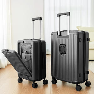 Valise à roulettes Yongsheng à ouverture frontale, 20 pouces, avec serrure, pour voyages d'affaires, unisexe, motif rayé - Product Image 5