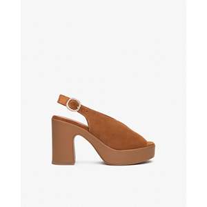 Sandales à talons pour femmes Nero Giardini E513646D en cuir marron suède, plateforme, talon haut, bout ouvert, pour l'été - Product Image 1