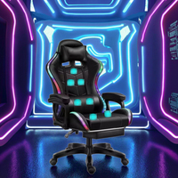 Chaise de jeu moderne ergonomique RVB avec repose-pieds réglable en hauteur Chaise d'ordinateur de jeu Gamer avec fonction de massage