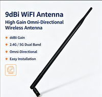 Antenne WiFi omnidirectionnelle Aurora Yu 9dBi à gain élevé 2,4 GHz/5 GHz, montage sur base pour connecteur, polarisation verticale pour routeur