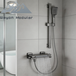 Sistema Doccia Termostatico a Cascata Wayon Moderno Grigio Canna di Fucile per Bagno Prefabbricato - Product Image 1