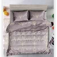 Juego de cama de satén 100% poliéster, edredón de tela estampada, tamaño queen