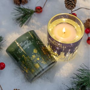 <span class=keywords><strong>Bougie</strong></span> parfumée en verre de Noël de luxe avec <span class=keywords><strong>LED</strong></span> intégrée, cire de soja premium et parfum, grande et moyenne taille - Vente en gros par AROVI - Product Image 4