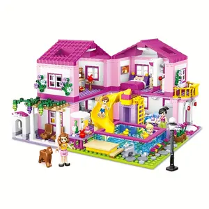 Block X Girls Series Bausteine Summer Villa Schiebe leiter Schwimmbad Princess Castle Spielhaus Puzzle Assembly Gi