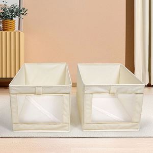 Non-woven Fabric Visible Window Zipper Bottom <b>Foldable</b> Portable Japanese Style Clothing Storage <b>Box</b> No Installation Required - Product Image 4