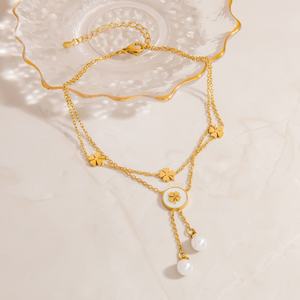 Tobillera con Colgante Chapada en Oro de 18K, de Doble Capa, de Acero Inoxidable, que Conserva el Color, a la Moda, Versátil y Elegante - Product Image 3