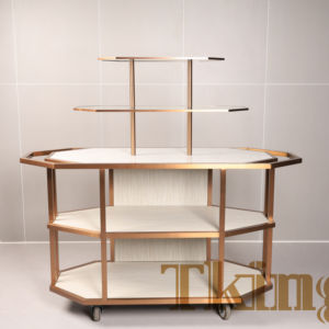 कस्टम लक्जरी आधुनिक खाद्य तैयारी ट्रॉली भंडारण होटल जो पहियों पर गाड़ी भंडारण ट्रॉली की सेवा करता है - Product Image 1