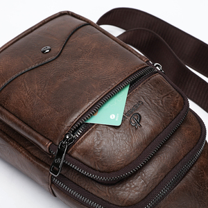 Men's Custom Fashionable <b>Chest</b> Bag Waterproof PU Leather Zipper Closure Crossbody Anti Theft Sling Bag Summer Portable - Product Image 4