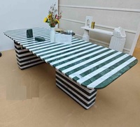 Table ovale de salon de petite taille, design unique OEM, fabrication artisanale, surface solide polie moderne, incrustation de marbre multicolore
