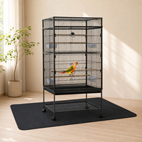 Tapis de sol pour cage à oiseaux 600D Oxford PVC hydrofuge, solide, antidérapant, anti-salissure, 122x91.4cm, noir, pliable, portable