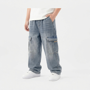 Washed Cargo <b>Jeans</b> Wide Leg Denim <b>Trousers</b> Vintage Casual Pants <b>Men</b> Custom Design Wholesale Rate Breathable <b>Men</b> Denim <b>Jeans</b> - Product Image 3