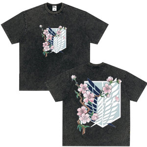 Washed retro anime <strong>Attack</strong> <strong>on</strong> <strong>Titan</strong> pattern <strong>T</strong>-<strong>shirt</strong>, men's cartoon comic <strong>T</strong>-<strong>shirt</strong>, men's retro oversized <strong>T</strong>-<strong>shirt</strong> - Product Image 4