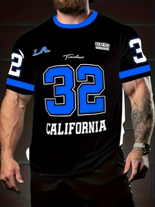 Camiseta de Hombre con Estampado del Número 32 de <span class=keywords><strong>Los</strong></span> Ángeles, California, Diseño Gráfico 3D, Manga Corta, Cuello Redondo, 100% Poliéster, Transpirable, Antibolitas - Product Image 1