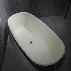 Baignoire autoportante en pierre à surface solide au design classique américain moderne avec fonction de trempage et accessoire d'égouttage pour salles de bain - Product Image 2