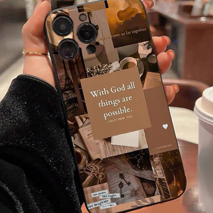 Cover per Cellulare Creativa con Stampa di Lettere Inglesi Marroni e Bordo Dritto per <span class=keywords><strong>iPhone</strong></span> X Xr Xs <span class=keywords><strong>11</strong></span> 12 13 14 15 16 17 Pro Max - Product Image 1