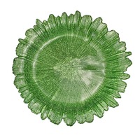 Assiette de présentation en verre transparent à bord festonné pour la location d'événements de mariage, la mise en table et le programme de fourniture en gros