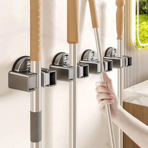 Support mural rectangulaire pour balai Blue Vine, sans perçage, pour porte de salle de bain, avec finition thermolaquée - Product Image 4