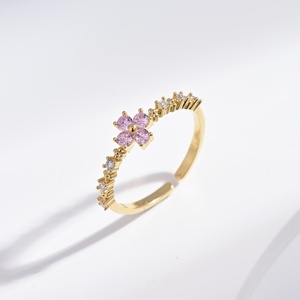 custom plata 925 sterling Silver Diamond Flower clover <b>ring</b> colorful zircon Everyday Minimalist open <b>adjustable</b> <b>rings</b> for women - Product Image 4