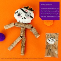 Mainan Kucing Boneka Tengkorak dan Labu Halloween dengan Tongkat Silvervine untuk Digigit dan Dimainkan Sendiri