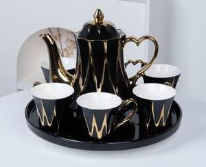 Sang trọng 8-mảnh gốm cà phê và trà Set cho ramadan vàng trang trí ấm trà và cup Set Turkiye phong cách - Product Image 5