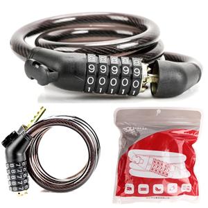 Candado para bicicleta de 120 cm con combinación de cinco dígitos, candado de cadena de alambre metálico para equipo de ciclismo - Product Image 1
