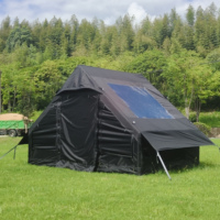 Tente de camping gonflable pour 4 à 6 personnes avec pompe, cheminée, fenêtre de toit avec pompe, cabane gonflable imperméable 4 saisons, moustiquaires anti-insectes