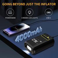 Gonfleur de pneus multifonctionnel mini avec batterie externe, utilisation de lumières d'urgence, compresseur d'air pour voiture