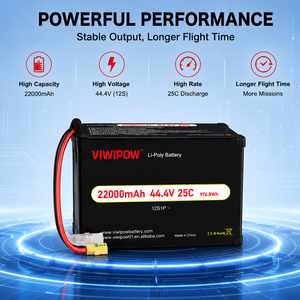 Batterie LiPo 22000mAh 44.4V 25C à durée de vie supérieure avec faisceau de câblage personnalisé pour drone industriel - Product Image 2