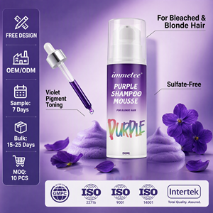 <span class=keywords><strong>Mousse</strong></span> tonifiante violette Immetee 150ml, shampoing violet sans sulfate pour cheveux colorés, action rapide anti-jaunissement, usine ODM - Product Image 4