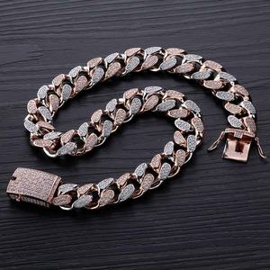 Iced Out Bling CZ <span class=keywords><strong>diamant</strong></span> Collier Doré Miami Cubain Lien Chaîne Collier Charme Femmes En Cuivre pour Hommes Mode collier - Product Image 3