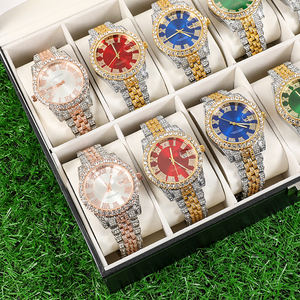 2025 nouveau Hip Hop bijoux glacé strass montres à Quartz en acier inoxydable montres romaines en or 18 carats diamant lunette <span class=keywords><strong>Elite</strong></span> montre - Product Image 2