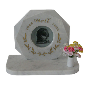 Monument funéraire miniature en pierre de marbre blanc pour animaux de compagnie, pierre tombale pour chien, pierre tombale pour chat, avec photo - Product Image 1