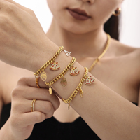 Mode romantique Noël zircon cloche collier bracelet en acier inoxydable ensemble