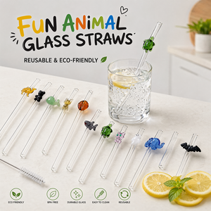 Pajitas <span class=keywords><strong>de</strong></span> Cristal Reutilizables Ecológicas, Serie Animales, para Bares y Fiestas, Empaquetado al por Mayor - Product Image 5