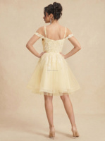 Robe de bal pour femme, robe de soirée en dentelle avec appliques, robe de bal courte en satin à col en V, taille plus, robe de bal courte style A-line