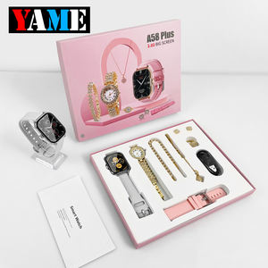 ชุดเซ็ตนาฬิกาสมาร์ทวอทช์ผู้หญิง 7 in 1 รุ่น A58 Plus พร้อมสาย <span class=keywords><strong>2</strong></span> เส้น ต่างหู สร้อยข้อมือ สร้อยคอ รองรับการโทรผ่านบลูทูธ หน้าจอ <span class=keywords><strong>2</strong></span>.02 นิ้ว ขายดี - Product Image 3