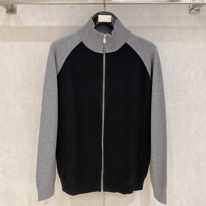 Veste zippée en tricot pour homme, style designer de luxe, col haut, couleur contrastée, pull décontracté, automne-hiver - Product Image 1