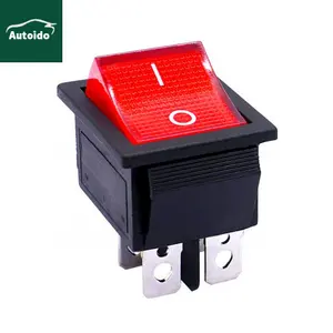 Marine Boat DPST ON/Off 4 Pin 2 Position 16A 250VAC/20A 125VAC Red Light Illuminated Rocker Toggle Switch