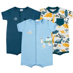 Vente chaude vêtements pour enfants européens américains pour la vente en gros costume rampant en coton à manches courtes pour bébé garçons filles barboteuse - Product Image 1