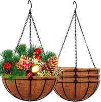 Panier à fleurs en métal de 10 pouces de diamètre, avec doublure de coco, benne pour plantes en extérieur, 1 pièce