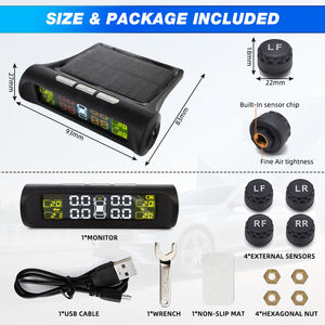 Op Zonne-Energie Aangedreven Auto Tpms Banden Veiligheidsbewakingssysteem Digitaal Lcd-Display Auto Beveiliging Alarm Externe Bandenspanning Bandenmaat - Product Image 6