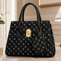 Sac à bandoulière de style vintage avec poignée contrastante, sacoche à motifs avec petit portefeuille, sac à main structuré pour usage quotidien