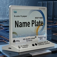 YUANXIAOWEI Papan Nama Konferensi Elektronik 7,3 Inci Layar E-Ink Dua Sisi Resolusi 800x480 USB Type-C Dapat Disesuaikan