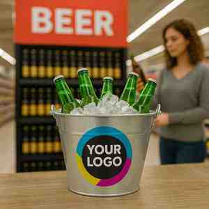 10L özel Metal buz kovası teneke soğutucu kolu ile 30x22x23cmH büyük içecek küvet Bar parti olay için Catering açık kullanım - Product Image 1